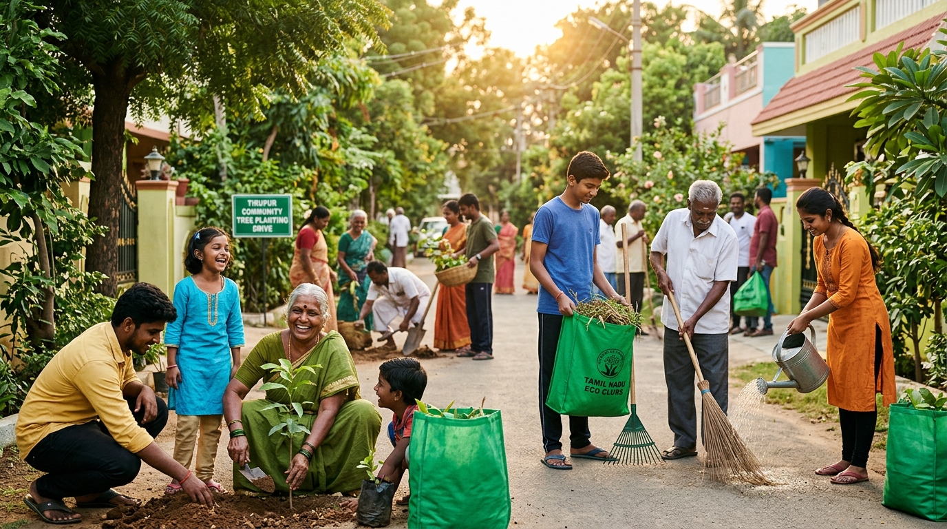 மரக்கன்றுகள் நடுதல் மற்றும் குடியிருப்பு தூய்மை - Neighborhood greening and tree plantation